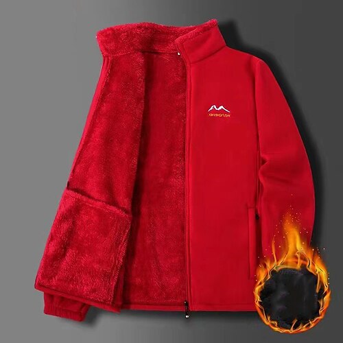 Damen Jacke mit durchgehendem Reißverschluss Polarfleecejacke Winddicht Warm Mit Taschen Langarm Sport Einfarbig Oberteil Für Fitnessstudio Outdoor Laufen Sportkleidung Image