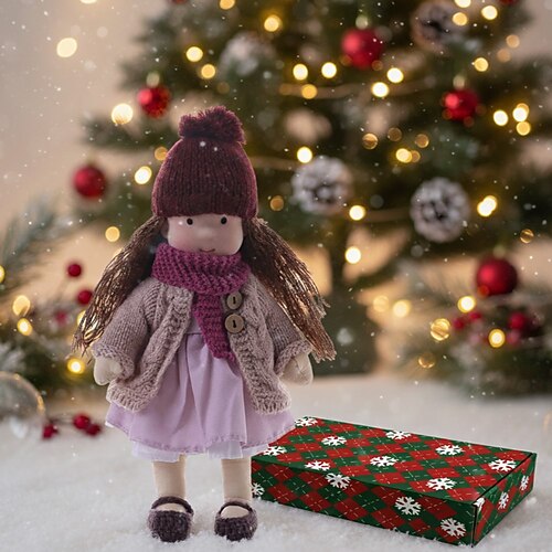 Handgemachte Waldorf-Puppe Baby-Mädchen mit bequemer Kleidung - 30 cm weiche Plüschpuppe mit Geschenkbox für Kleinkinder Ideale Weihnachtsgeschenke für Enkelkinder Mädchen Image
