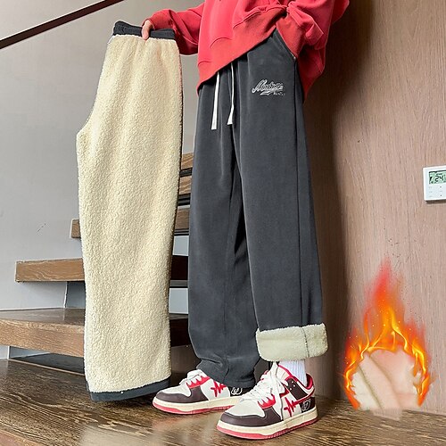 Herren Winter-Jogginghose Shrepa Fleecehose Dick Mit Taschen Unterteile Fitnessstudio Athleisure Trainieren Herbst Winter Winddicht Warm Fitnessstudio Outdoor Laufen Normale Passform Sportbekleidung Image