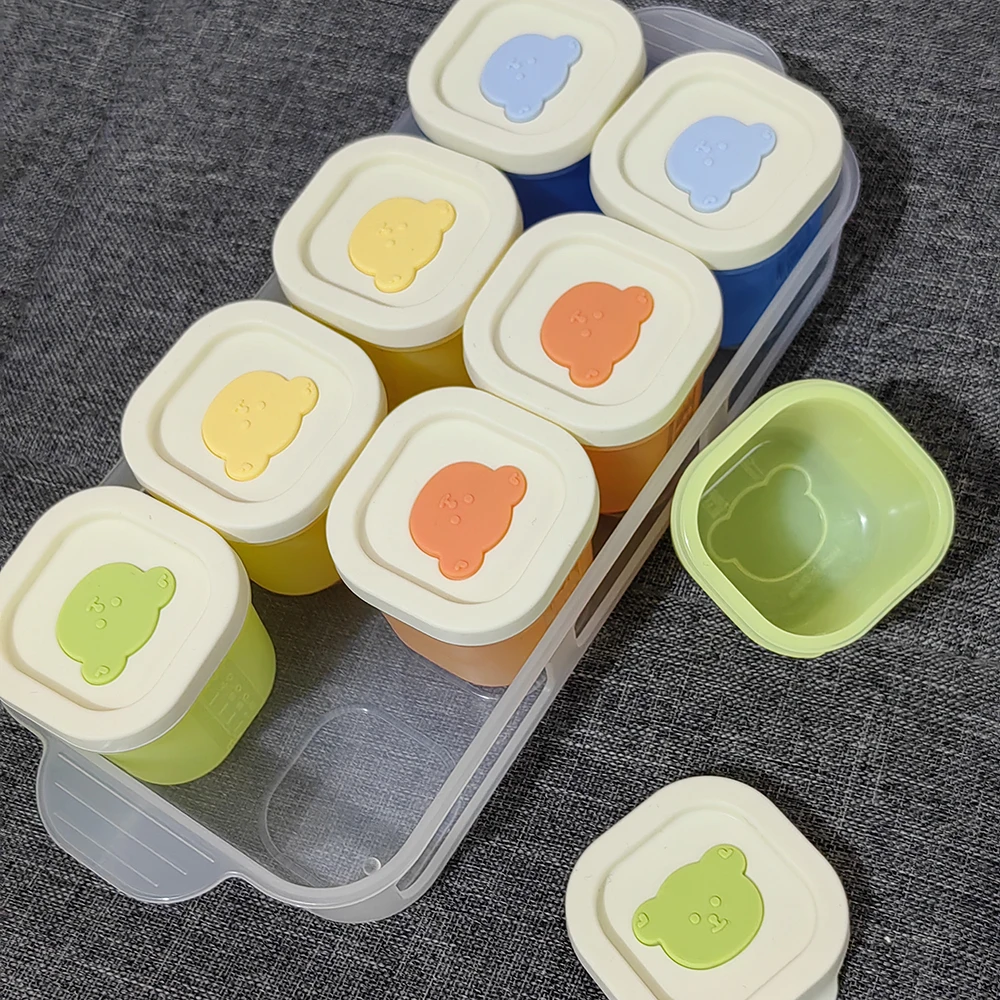 Petite boîte de nourriture complémentaire pour bébé, moule à gâteau cuit à la vapeur, plateau à glace, mini boîte de nourriture complémentaire pour bébé avec couvercle