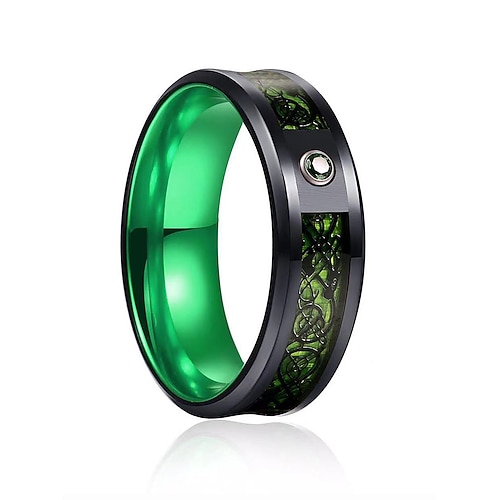 Herrenring aus Edelstahl mit keltischem Muster, stilvoller mehrfarbiger Bandschmuck mit eingelegtem Stein, langlebiges Modeaccessoire, einzigartiges Weihnachtsgeschenk für Partys und den Alltag Image