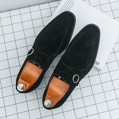 Herrenschuhe aus violettem Wildleder mit Monkstrap und Metallschnalle, elegante Vintage-Schuhe im britischen Stil für formelle Anlässe, Partys und Modebegeisterte Image