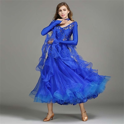 Gesellschaftstanz Kleid Unifarbe Damen Leistung Training Themenparty Langarm Spandex Image