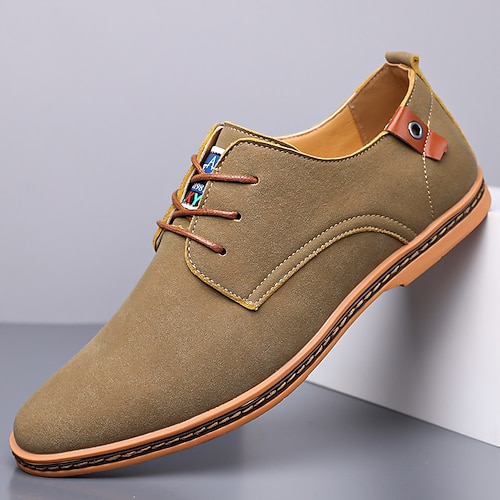 Herren-Oxford-Schnürschuhe aus blaugrünem Wildleder mit weichem Futter und Holzsohle, lässige Vintage-Schuhe für Partys und Business-Outfits Image