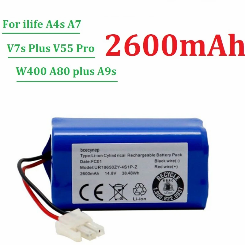 100% neue 14,8 V 2,6 Ah Batterie Für ILIFE A4s/A7/V7s Plus/V55 Pro/W400/A9s PX-B020 Roboter Staubsauger Li-lon Batterien CR130 Teil Image