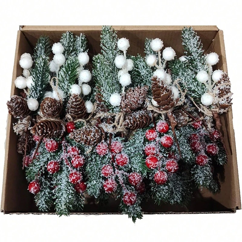 5/10Pcs Artificial Plants Red Fruit Christmas Tree New Year Home Room Vase Table Decor Outdoor Garden Bonsai Wedding Gifts Boxes