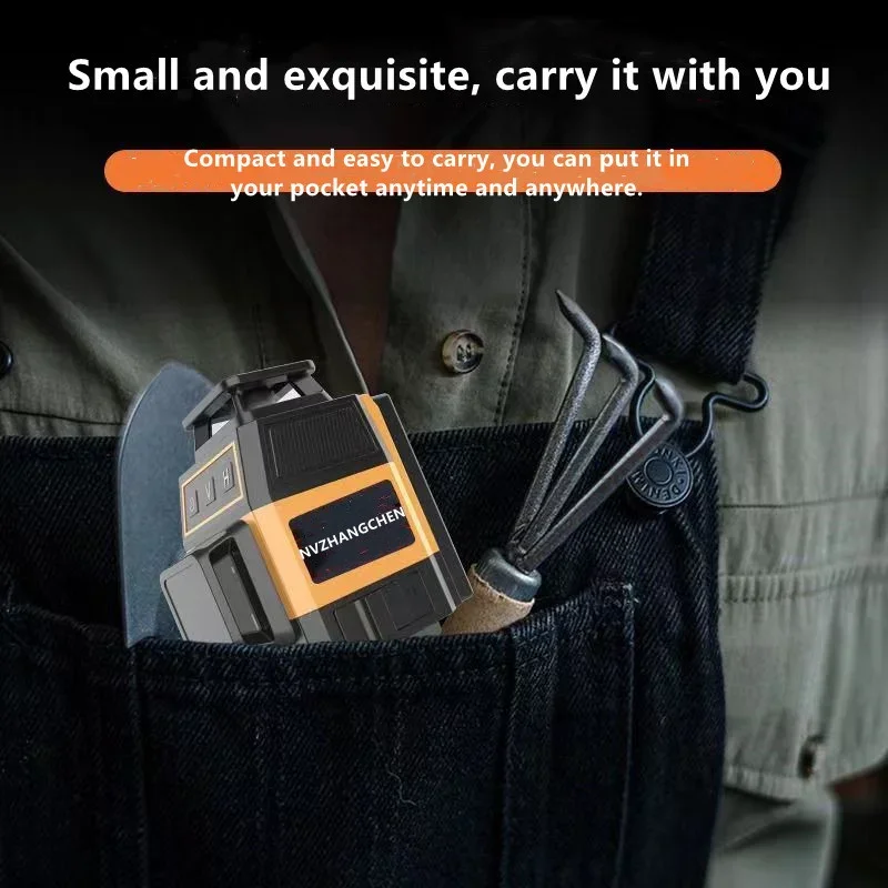 Laser-Wasserwaage, rotes Licht, 3D/4D, 12/16 Linien, selbstnivellierend, 360° horizontal, vertikal, Kreuz, superstarke Laser-Wasserwaage mit roten Strahlen Image