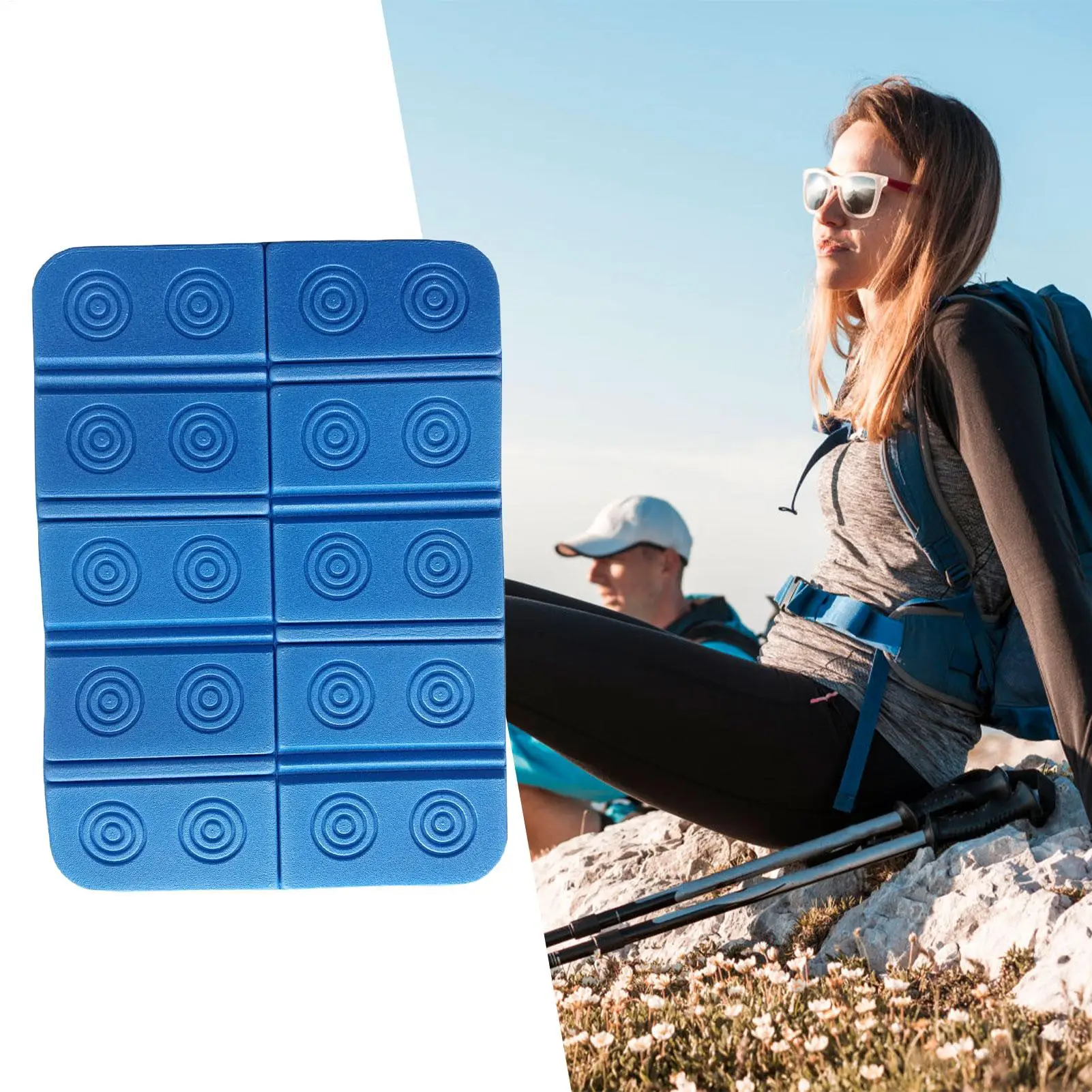 Schaumstoff-Klappkissen, Strand, Camping, tragbar, feuchtigkeitsbeständig, Matten, Outdoor, tragbar, wasserdicht, kleines Picknick-Pad, Blau Image