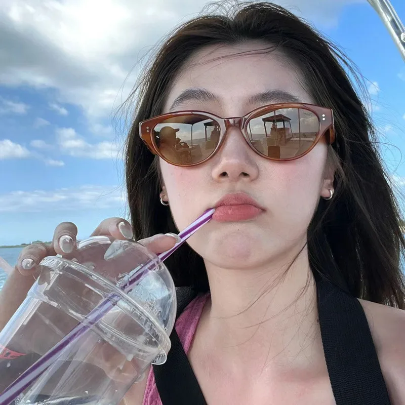 Mode Cat Eye Sonnenbrille Frauen Neue Luxus Marke Kleine Ovale Gläser UV400 Image