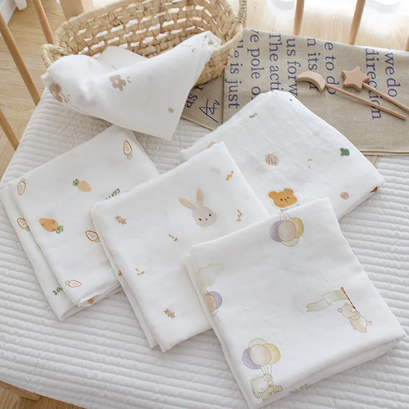 Neugeborenen Baby Swaddle Decke Sommer Bambus Baumwolle Musselin Swaddle Weiche Bettwäsche Dünne Erhalten Decken Kinderwagen Abdeckung Image