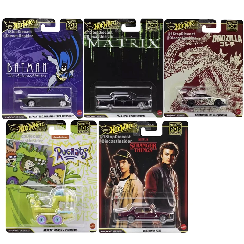 Metall Hot Wheels Premium Auto Pop Culture Modell Continental Anime Batmobil Nissan Skyline Reptar Wagon BMW Auto Boy Toys Voiture Image