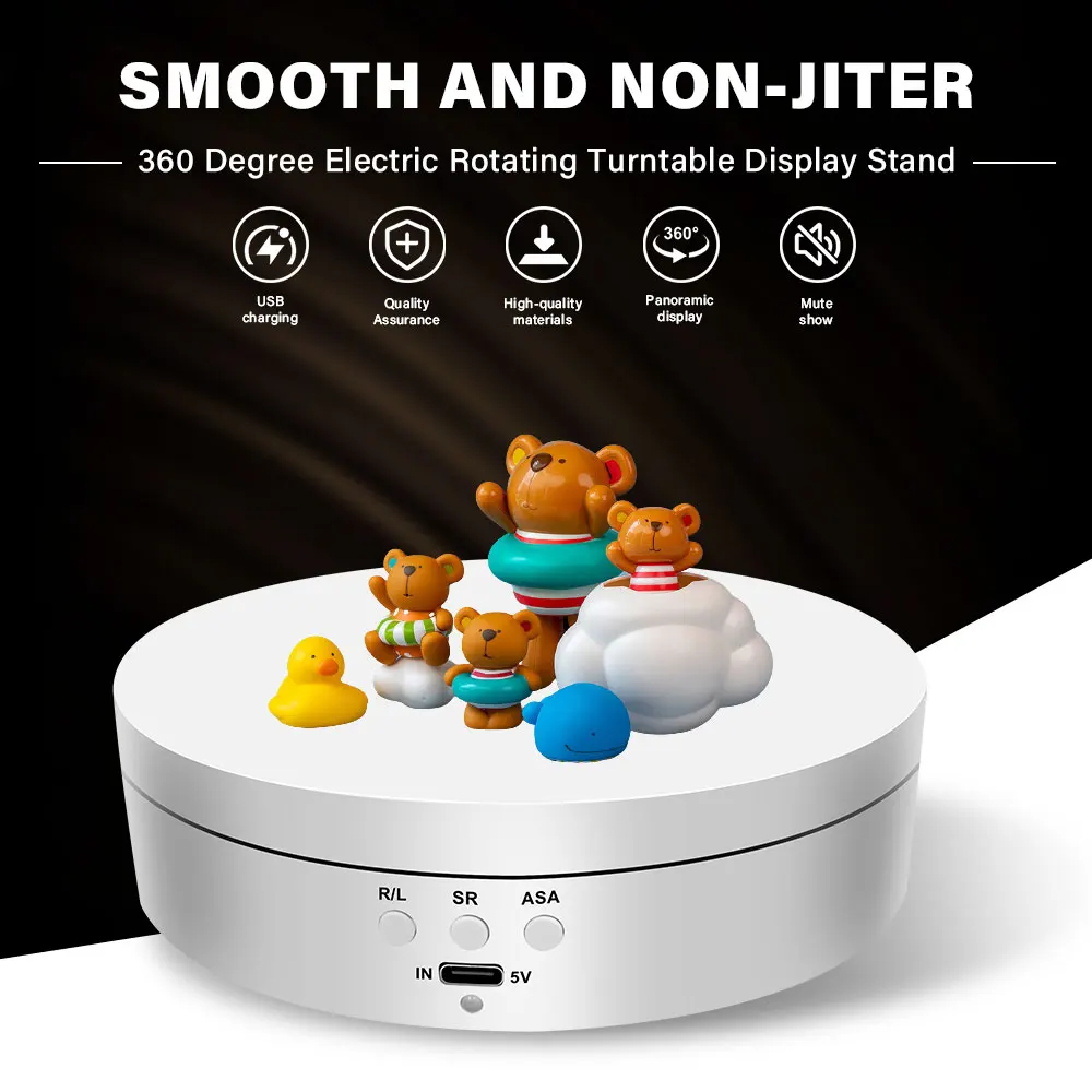 High Power Electric Rotating Mirror Jewelry Display Stand Base Jewelry Organizer Turntable Jewellery Packaging Display Jewelry