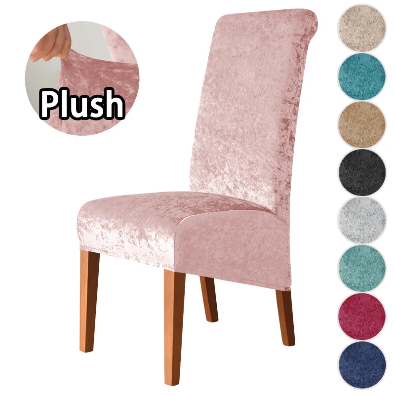 1/2/4/6 stücke Plüsch Esszimmer Stuhl Abdeckung Einfarbig High-back Elastische Parsons Stuhl für Küche Esszimmer Hochzeit Bankett Hotel