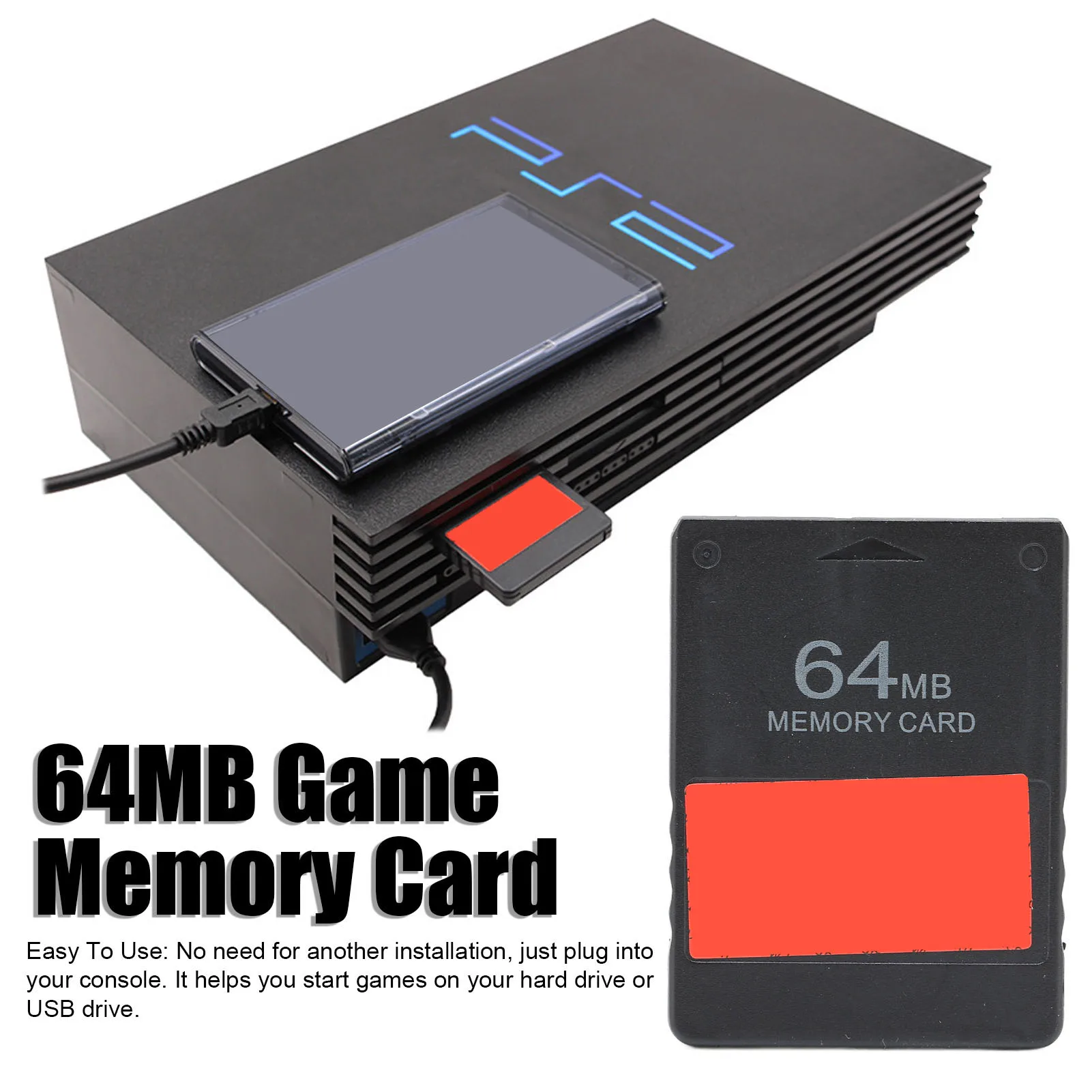 Speicherkarte für PS2 64 MB Spielspeicherkarte Speicherkarte für PS2 64 MB Hochgeschwindigkeits-Speicherkarte für FMCB V1.966 USB-Spiele für PS2