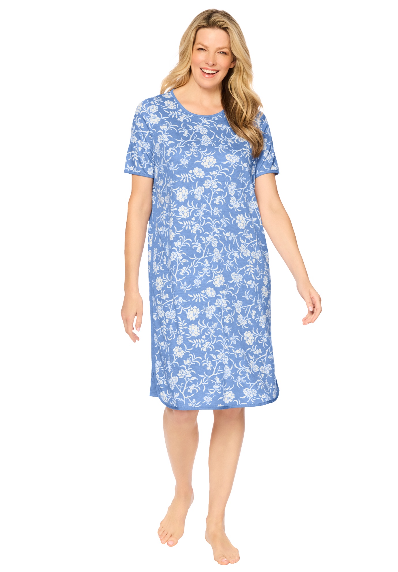 Plus Size Women's Only Necessities® Perfect Temperature Sleepshirt by Only Necessities in French Blue Toile (Size M)