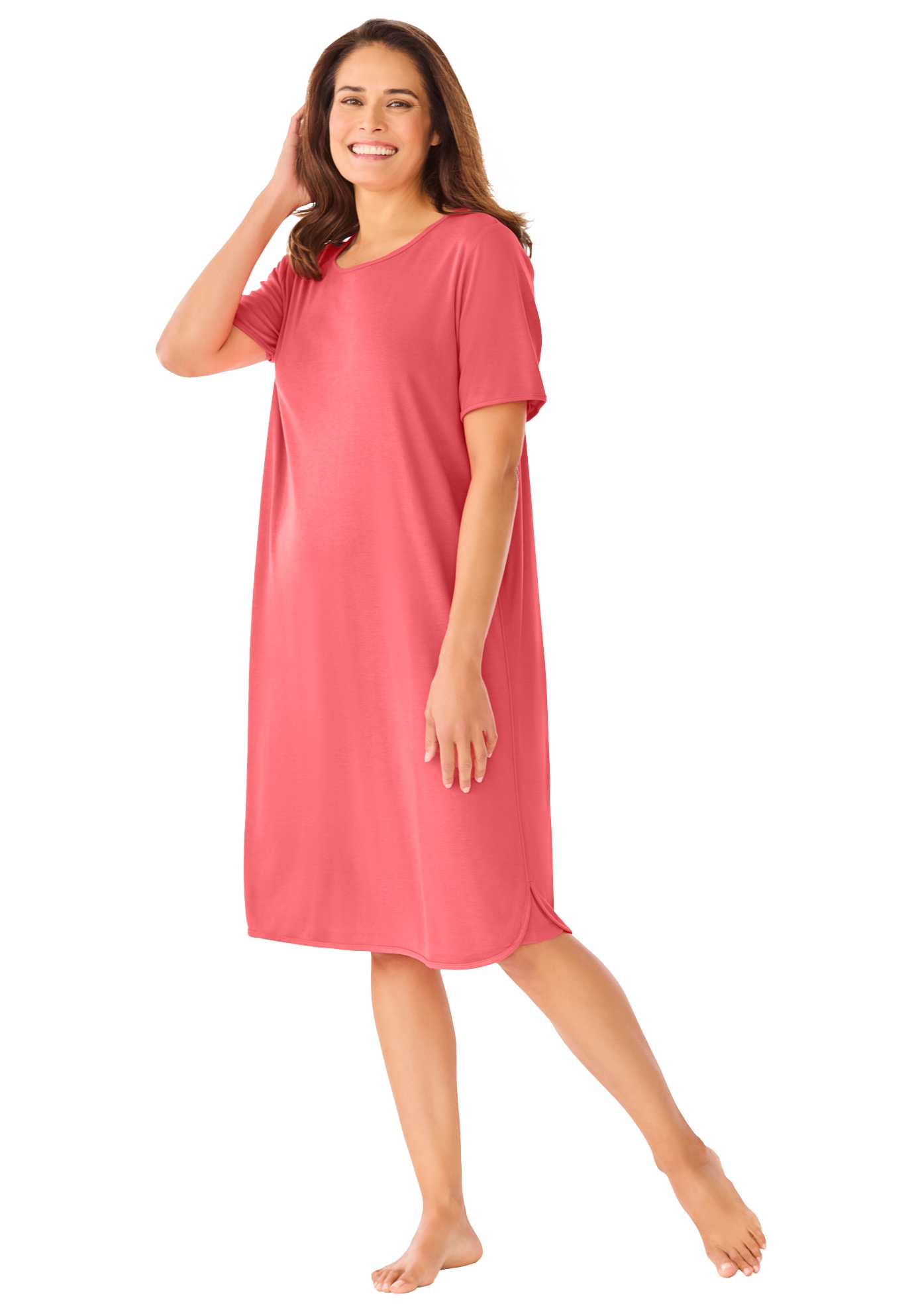 Plus Size Women's Only Necessities® Perfect Temperature Sleepshirt by Only Necessities in Sweet Coral (Size M)