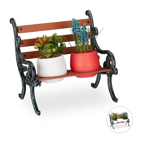 relaxdays Mini Blumenbank für 2 Töpfe Gr. S Image