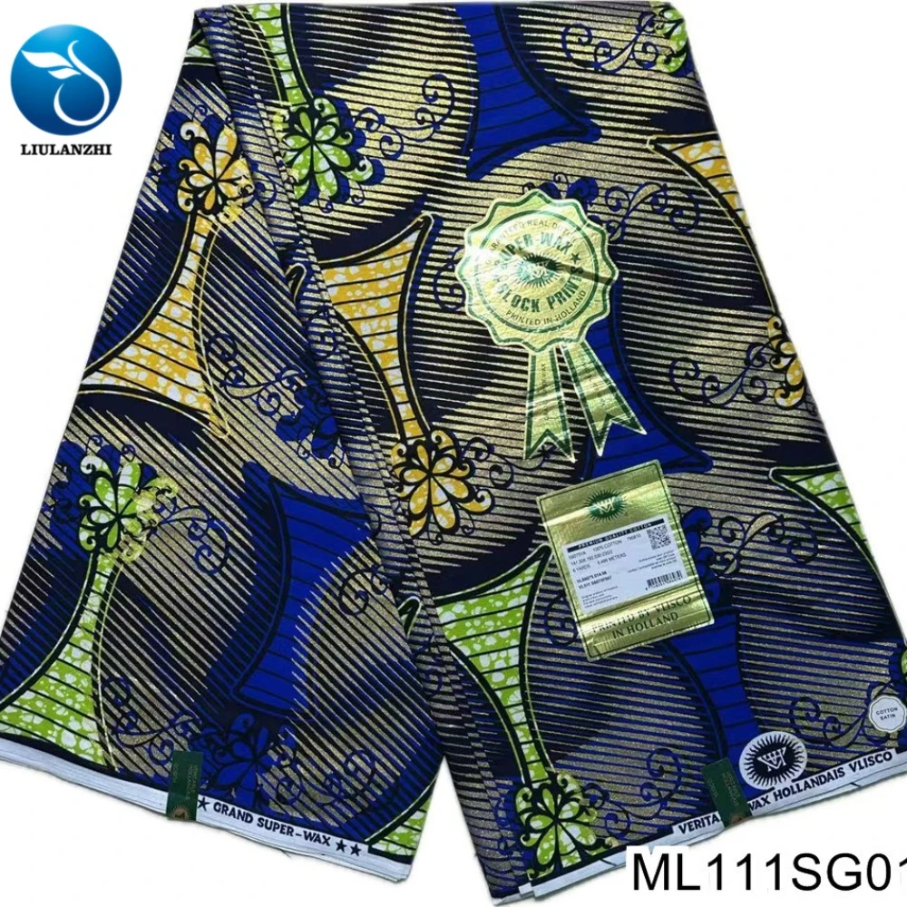Nigeria Baumwolle 100% Multi-color Super Gold Batik Druck Mode Afrikanischen Tuch Party Kleid ML111SG01