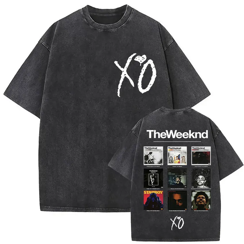 The Weeknd XO Tour 2025 T-shirt vintage lavata da donna da uomo T-shirt a maniche corte con musica pop Rap Hip Hop Abbigliamento gotico T-shirt