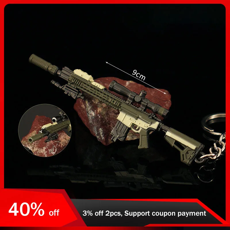 9 cm Resident Evil 8 Peripheriegeräte Mini Gun Schlüsselanhänger Village – SA110 Scharfschützengewehr Modell Metall Schlüsselanhänger Zubehör Anhänger Geschenke Image