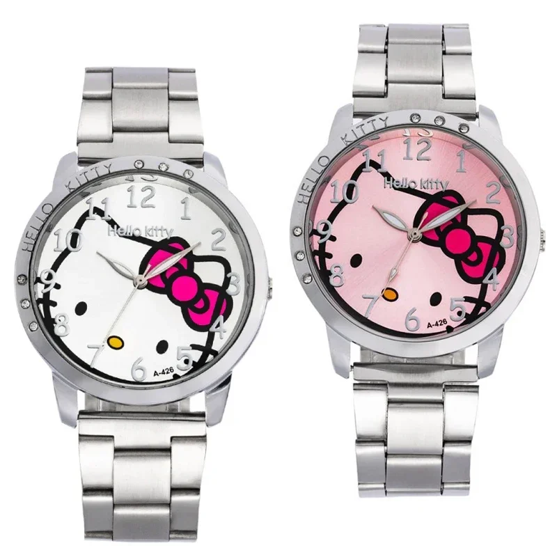 Orologio al quarzo Hello Kitty Orologi da donna in cartone animato Orologio da polso da donna in acciaio inossidabile Orologi da polso al quarzo moda Orologio pieghevole femminile