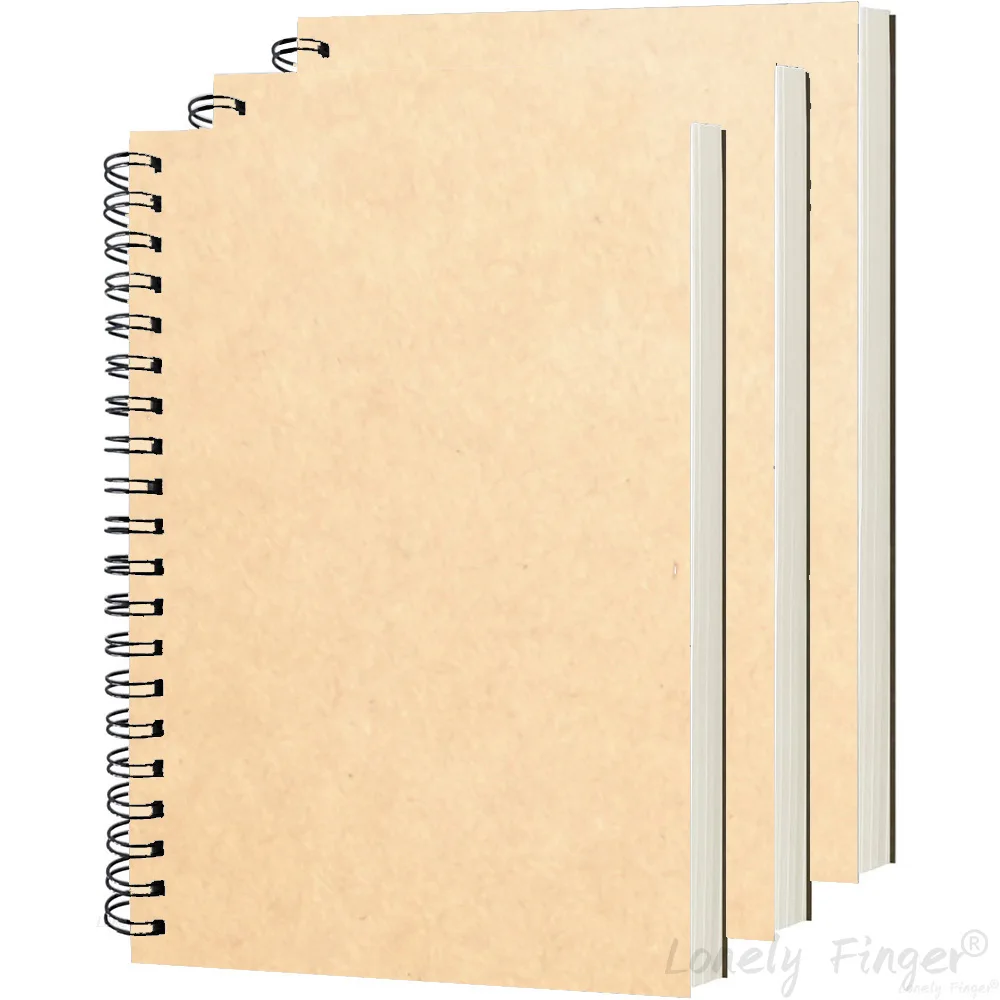 1/3er-Pack leeres Notizbuch, 100 Blatt Skizzenbuch, 100 g/m2 Softcover-Skizzenbuch für Büro- und Schulreisende (braun) Image