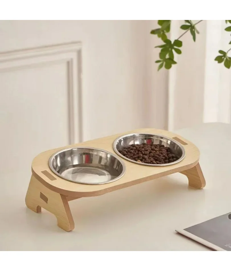 Mangeoire pour animaux de compagnie Double bol de nourriture pour chat avec conception Anti-coups récipient d'alimentation en eau pour chien bol de nourriture pour chat supportateur produits pour