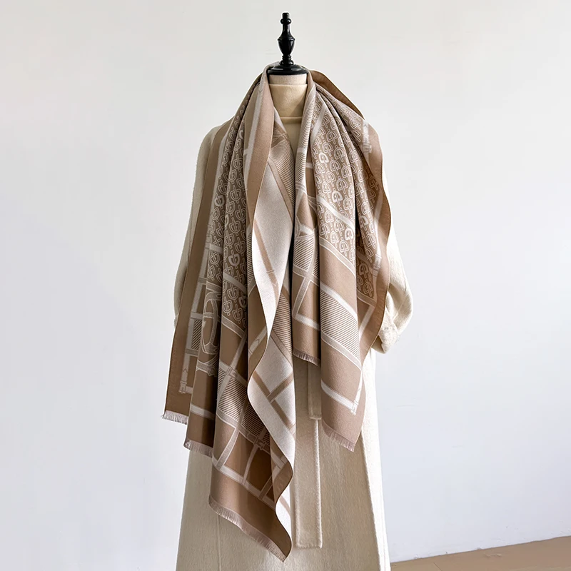 Eleganter Schal mit Leopardenmuster, Kaschmirimitat, weich, warm, vielseitiger Schal, kältebeständig, winddicht, Deckenschal für Herbst und Winter Image