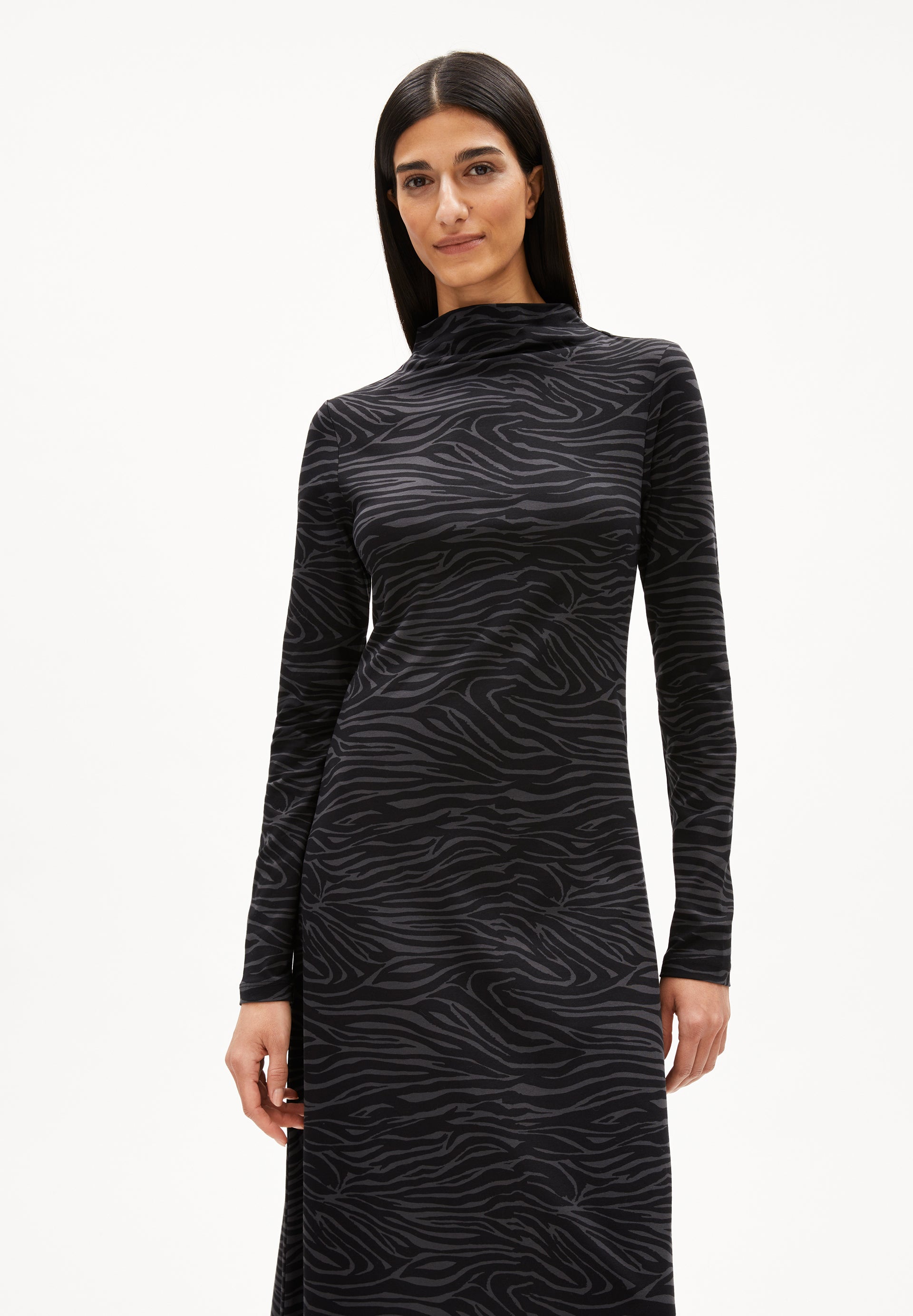 DAILIMAA ZEBRARAA | Jerseykleid aus Bio-Baumwoll Mix - schwarz (S) Image