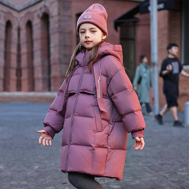 Kids Girls' Down Jacket Outdoor Jacket Puffer Jacket Solid Color Fashion Keep Warm Windproof Outdoor Coat Outerwear 4-12 Years Fall Black Purple Brown