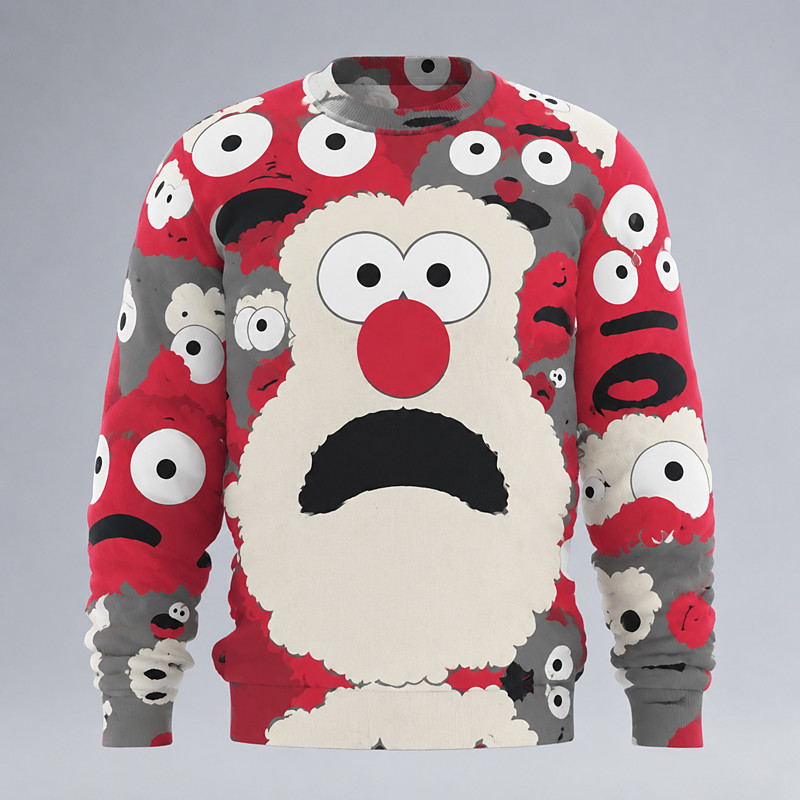 Ugly Christmas Sweater Men's Cartoon Santa Claus Print Pullover Sweater Jumper Knitwear Crewneck Casual Vacation Daily Knitting Keep Warm Long Sleeve Spring Fall Winter Lake blue Red Blue