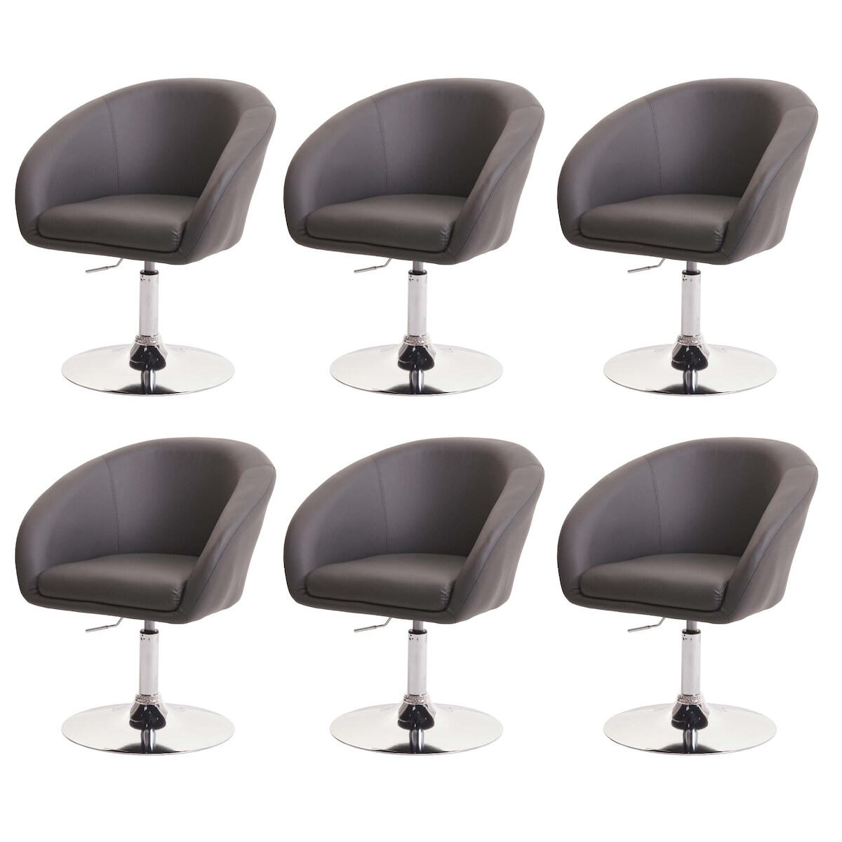 CHEFGASTRO 6er-Set Esszimmerstuhl gepolstert HxBxT 90x59x60cm Sitzhöhe 45cm drehbar höhenverstellbar Kunstleder Grau Küchenstuhl Loungesessel Image