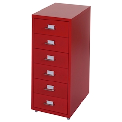 PROREGAL Rollcontainer Housten HxBxT 69x28x41cm 6 Schubladen Rot Schubladenschrank Stahlschrank Image