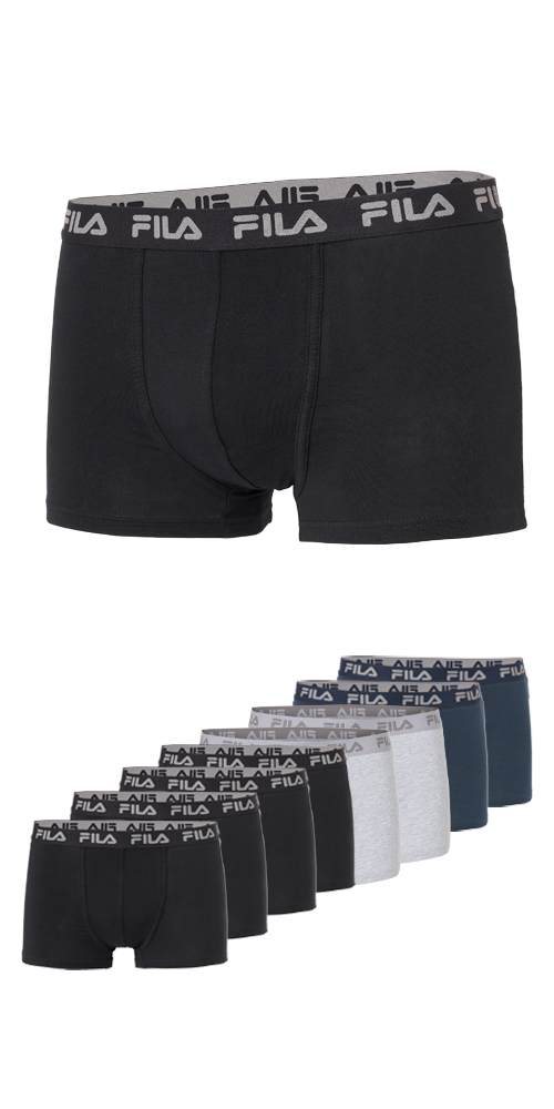 Boxershorts FILA "MAN BOXER SHORTS", Herren, Gr. S, bunt (4 schwarz 2 grau 2 navy), Obermaterial: 95% Baumwolle, 5% Elasthan. Obermaterial 2: 67% Baumwolle, 28% Polyester, 5% Elasthan, unifarben, körpernah, Unterhosen, mit ergonomischem Schnitt Image