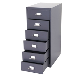 PROREGAL Rollcontainer Housten HxBxT 69x28x41cm 6 Schubladen Dunkelgrau Schubladenschrank Stahlschrank Image