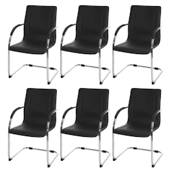 PROREGAL 6er-Set Konferenzstuhl Sammy HxBxT 93x56x56cm Sitzhöhe 47cm Stahl Schwarz Besucherstuhl Freischwinger Lehnstuhl Image