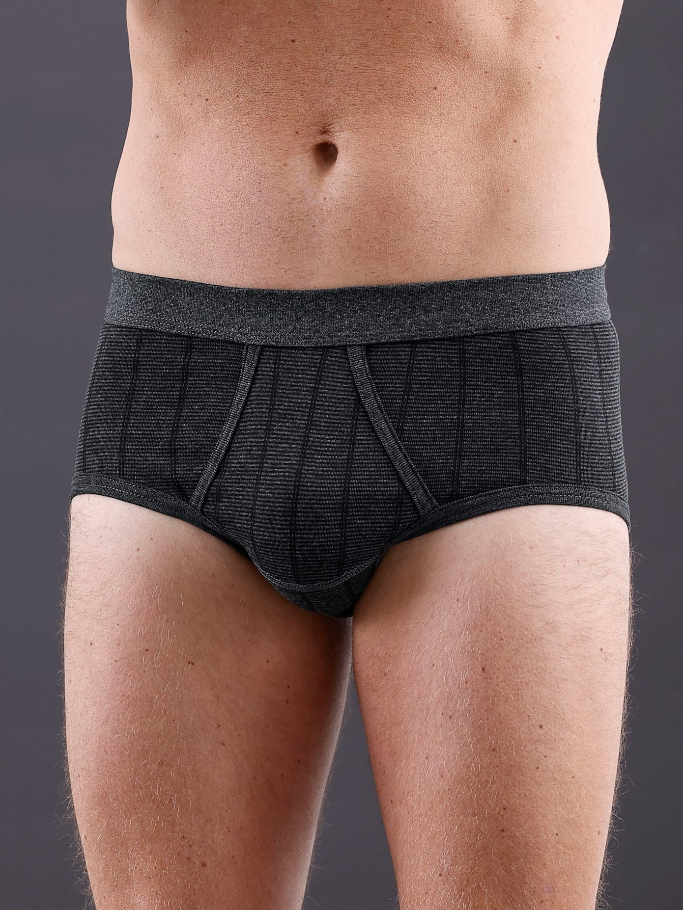 Slip WÄSCHEPUR, Herren, Gr. 12, grau (dunkelgrau, gestreift), 75% Baumwolle, 25% Polyester, Unterhosen Image