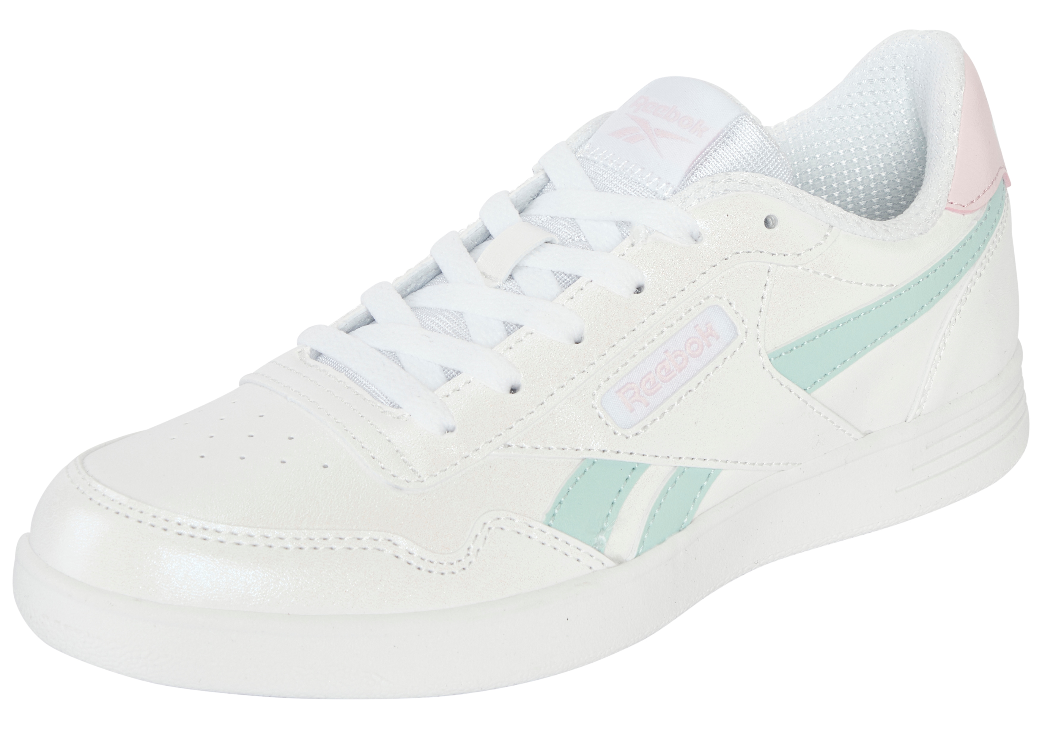 Sneaker REEBOK CLASSIC "COURT ADVANCE", Mädchen, Gr. 33, ftwrweiß, glitchaqua, frostedberry, Synthetik, Schuhe Sneaker
