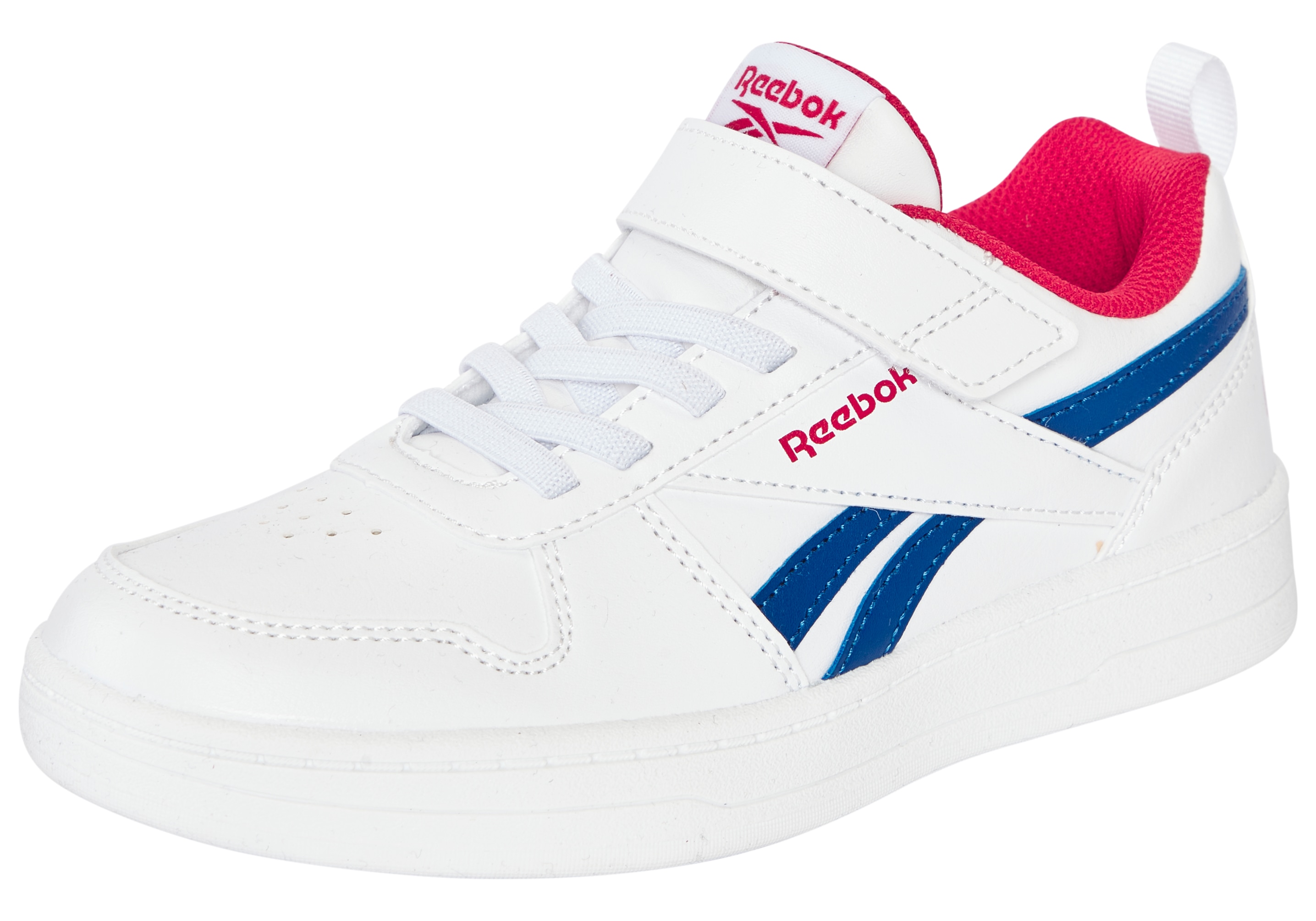 Sneaker REEBOK CLASSIC "ROYAL PRIME ELASTIC LACE & TOP STRAP", Mädchen, Gr. 31, weiß, vectorrot, vectorblau, Synthetik, Schuhe Sneaker