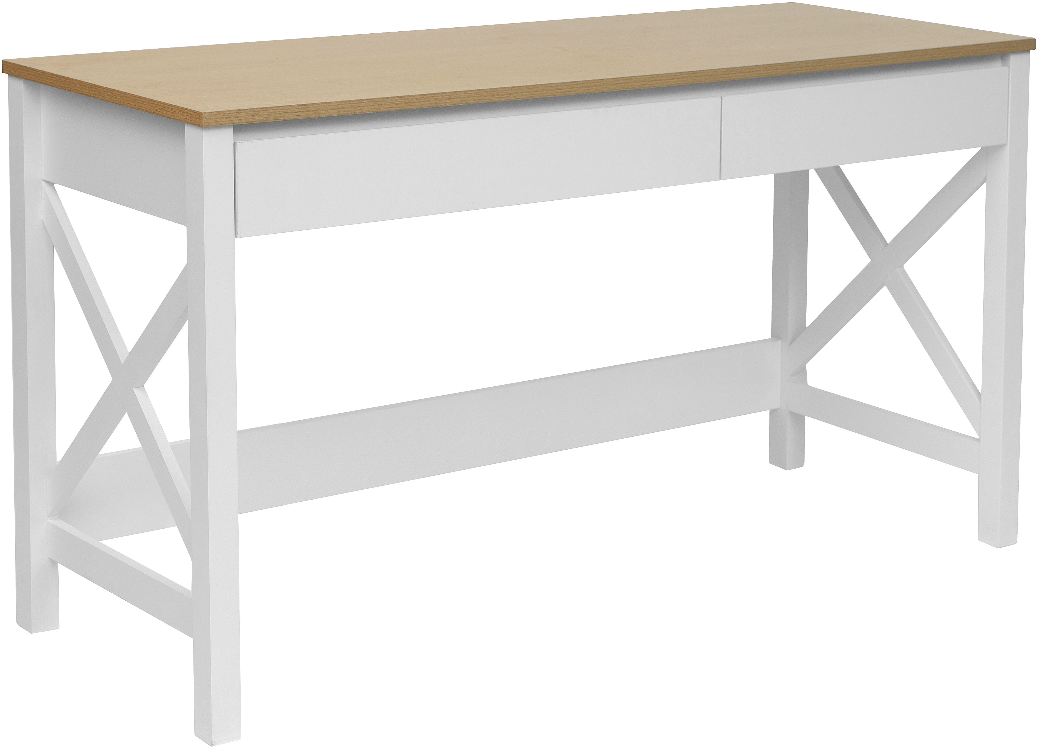Schreibtisch HOME AFFAIRE "Silba", weiß, neutral, B:140cm H:76cm T:50cm, Tische, 2 Schubladen, Landhausstil, Home Office, Breite 100 oder 140 cm Image