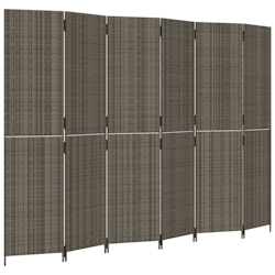 vidaXL Paravent 6-tlg. Grau Poly Rattan Image
