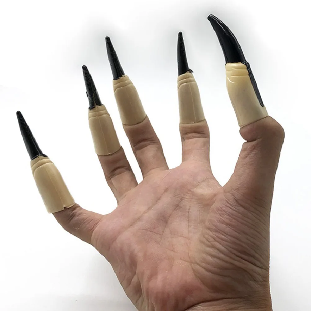 20Pcs Simulated Zombie Witch Fake Finger Set Halloween Masquerade Props Red Black Horror Costume Accessory Trick Nails