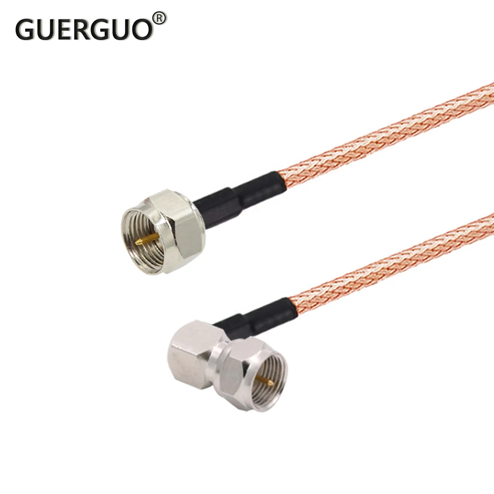 RG179 Cable 75 Ohm F Male Plug to F Male 90° Right Angle Plug Cable RF Coaxial Extension Pigtail for TV Set-top Box DIY Jumper