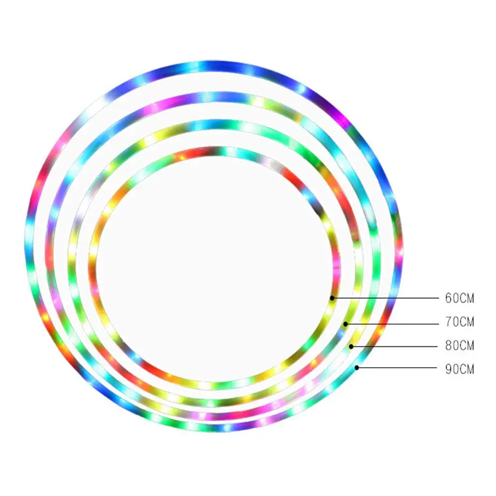 Cerceau de Sport lumineux LED 60-90cm pour adultes et enfants, multicolore, poids ample, musculation, Fitness, cerceaux de Sport à éclairage Multiple