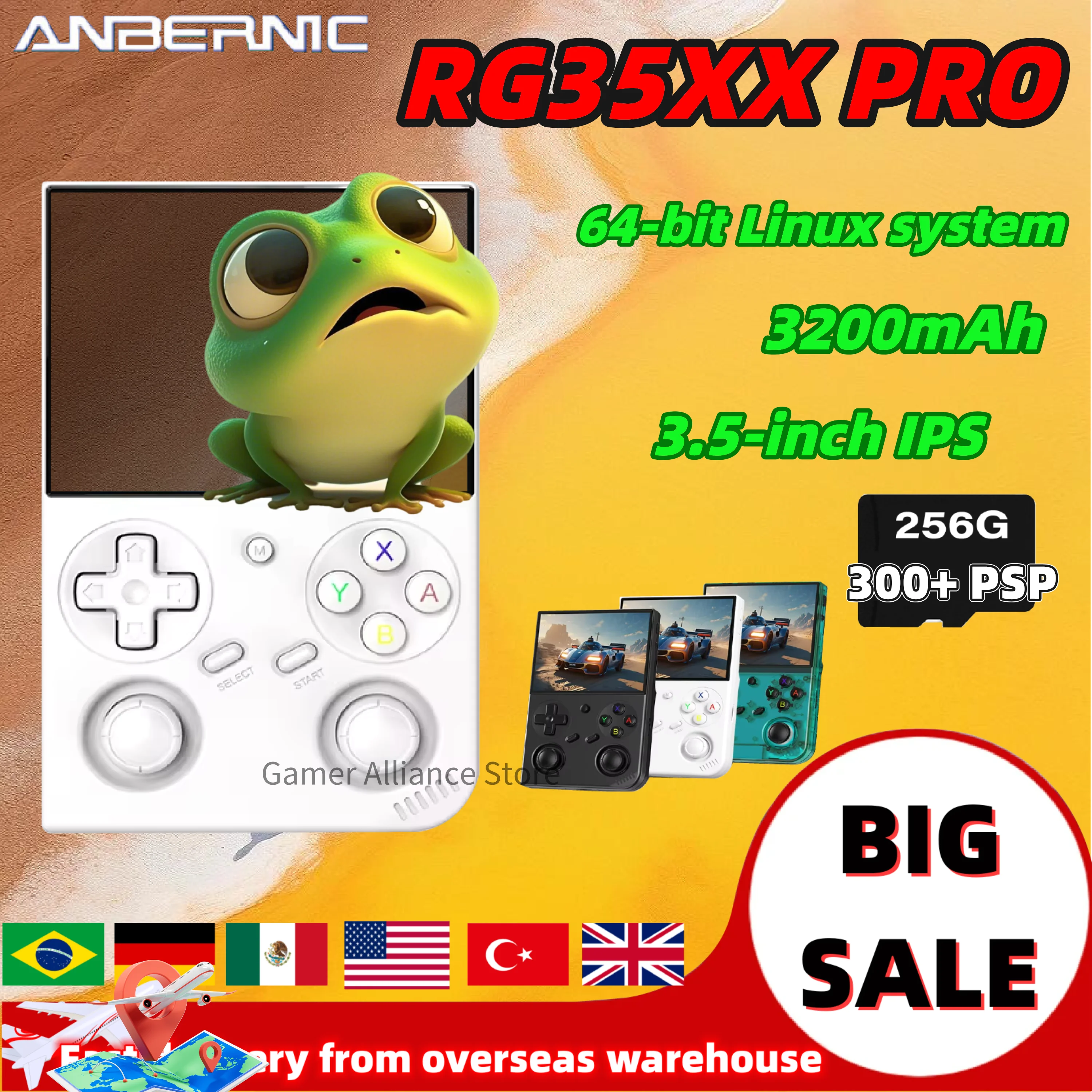 Anbernic RG35XX Pro RG 35XXPro Console de jeu portable rétro Consoles de jeux vidéo Linux 64 bits prise en charge WiFi PSP jeu 256G chaud