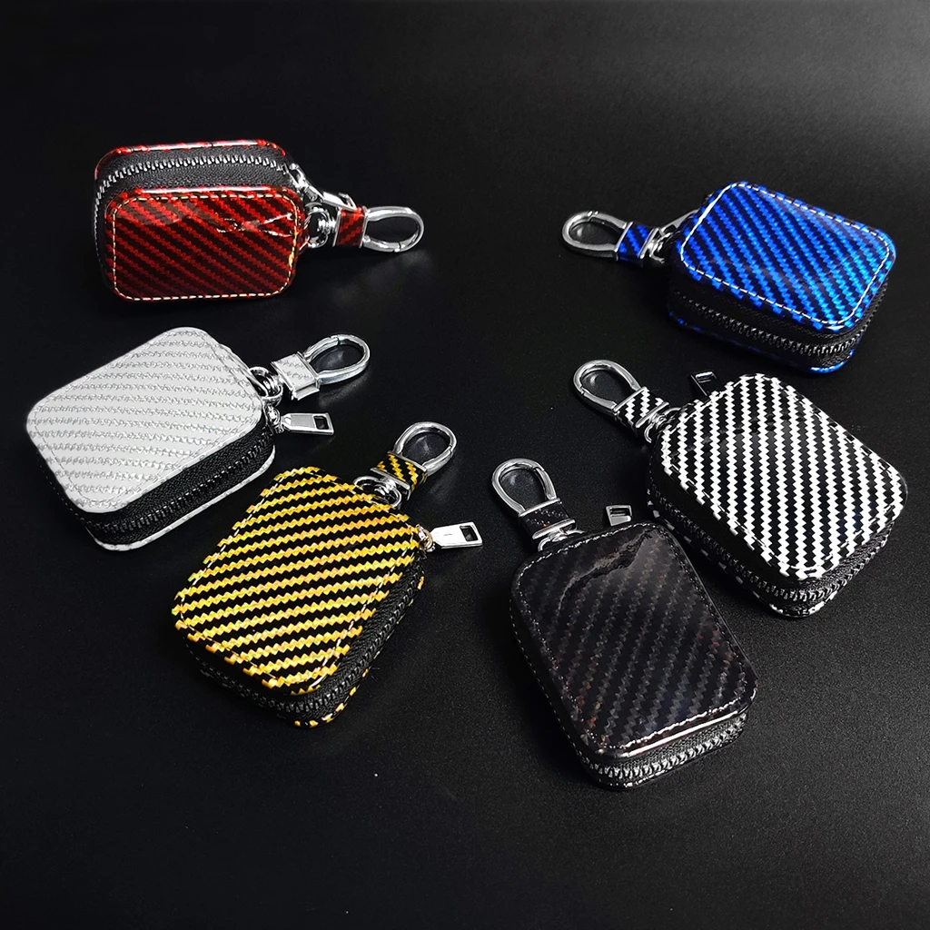 Creative Advanced Glossy Carbon Fiber Pattern Series Schlüsselanhänger-Reißverschluss-Kopfhörerhülle für AirPods 1 oder 2 3 4 Pro 2 Pro 3 Image