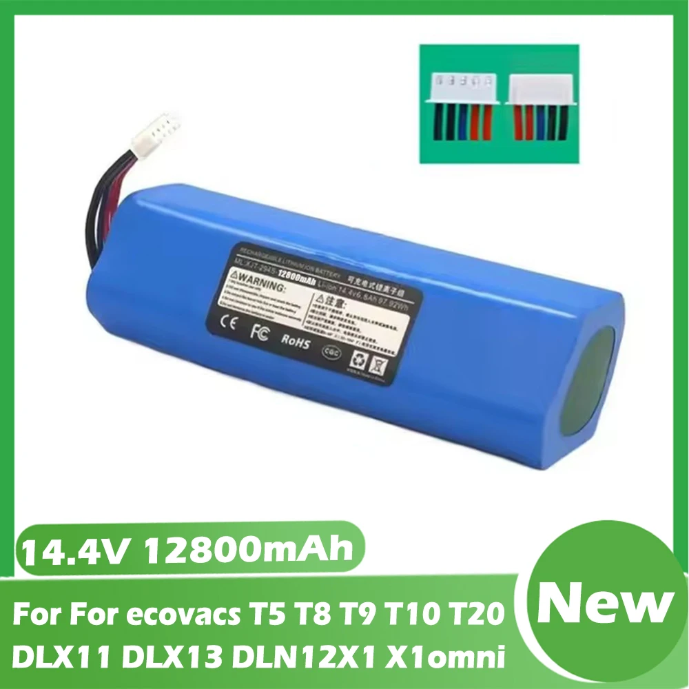 Für ECOVACS Deebot Ozmo 950 T8 T8+ T5Max Power Hero T10 T9 X1 DX65 DX96 DX93 Roboter-Staubsauger 14,4 V 12800 mAh Akku Image