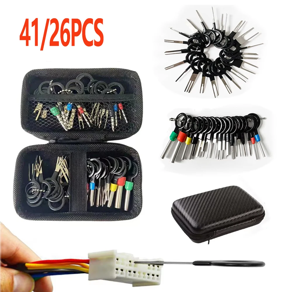 41/26 stücke Auto Terminal Entfernung Kit Box Draht Stecker Stecker Extractor Puller Release Pin Extractor Set Für Automotive Reparatur Image