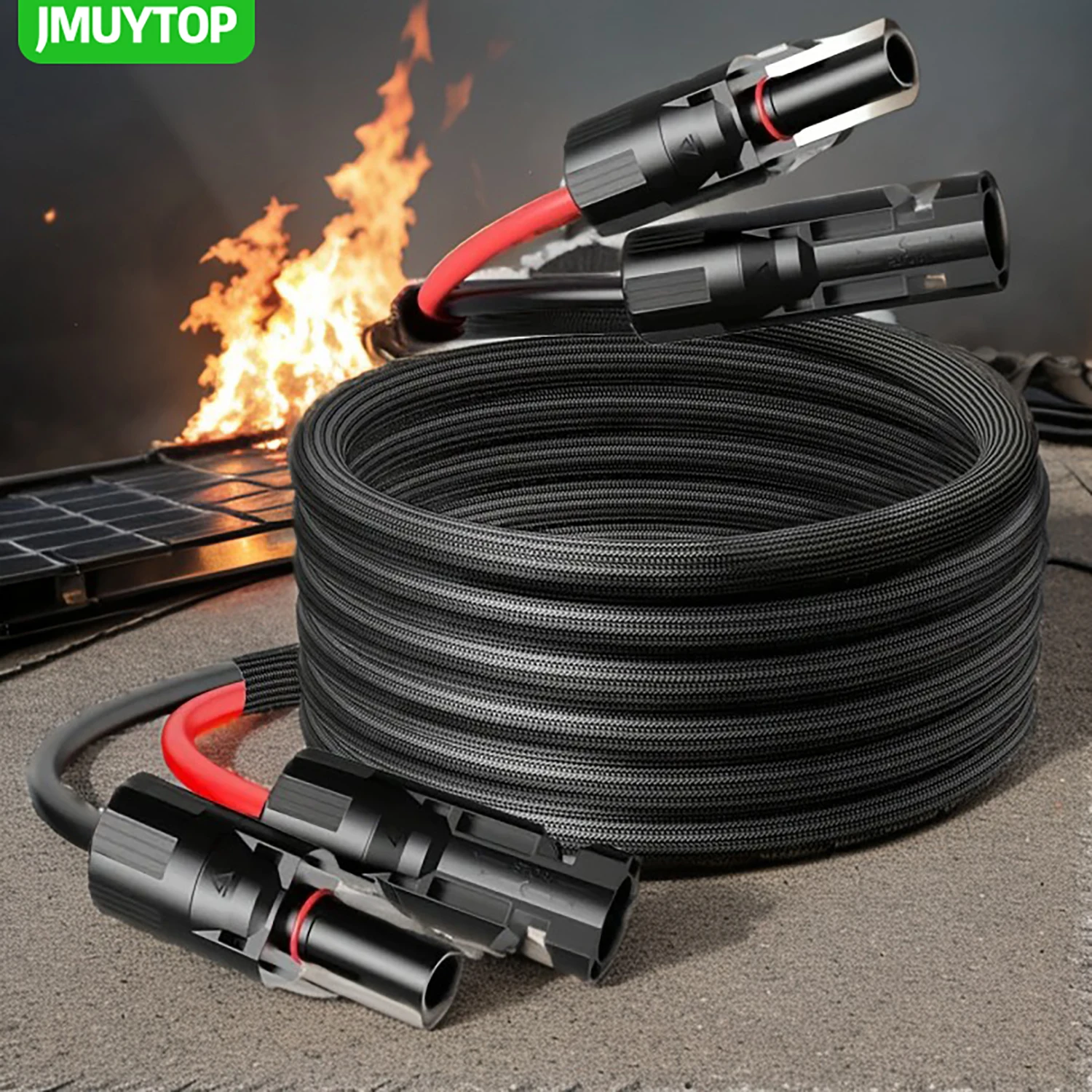 JMUYTOP Solarpanel-Verlängerungskabel 14 AWG mit flammhemmender Hülse für tragbares Jakery/Renogy/EcoFLOW-Kraftwerk Image