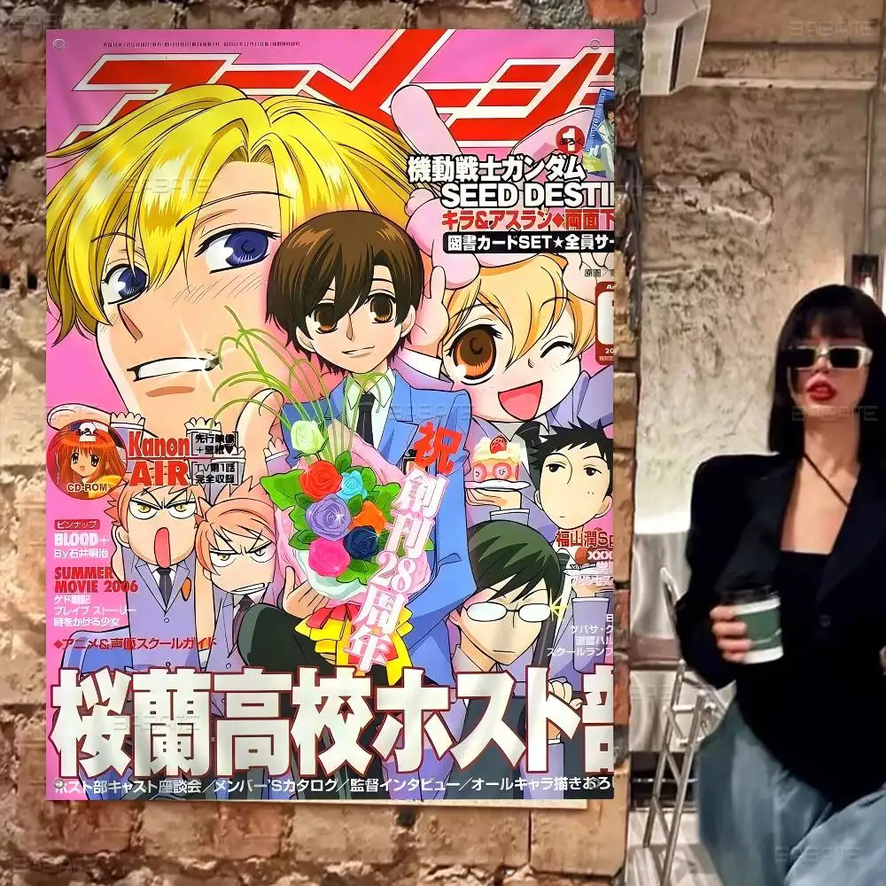 Anime Ouran High School Host Club Banner Kunstdruck Japanische Wandflagge Anime Wandbehang Home Decor Image